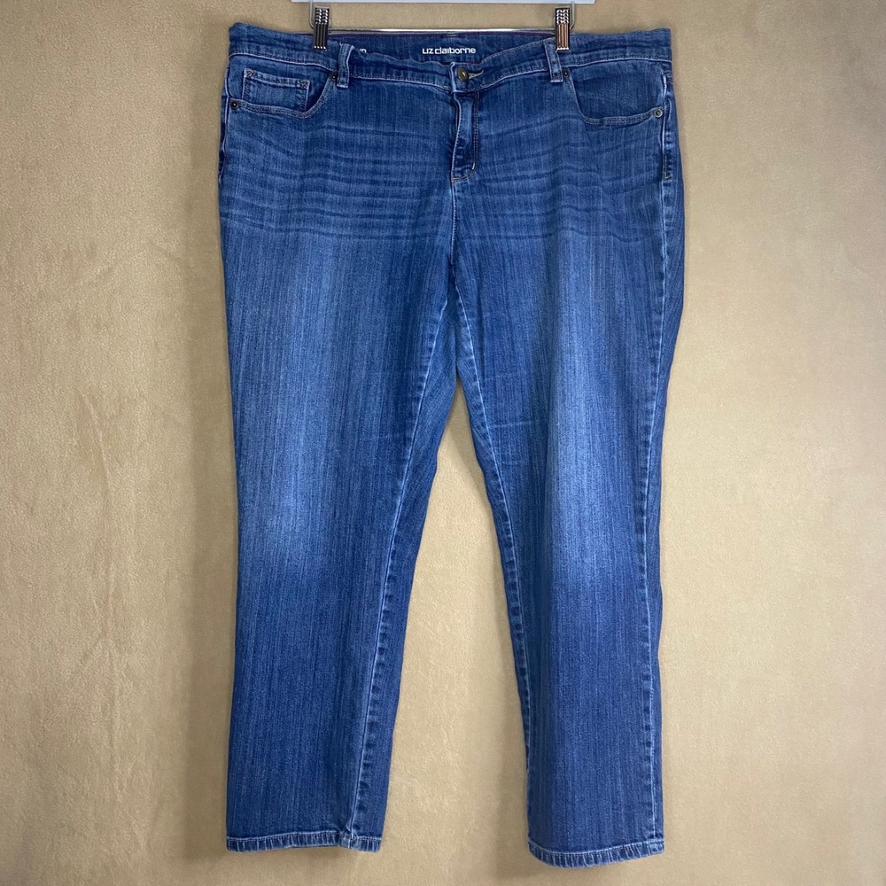 Liz Claiborne Women's Size 18 Boyfriend Skinny Jeans Blue Denim Medium Wash EUC‎